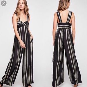 Free People Breezin’ Through Striped Jumpsuit